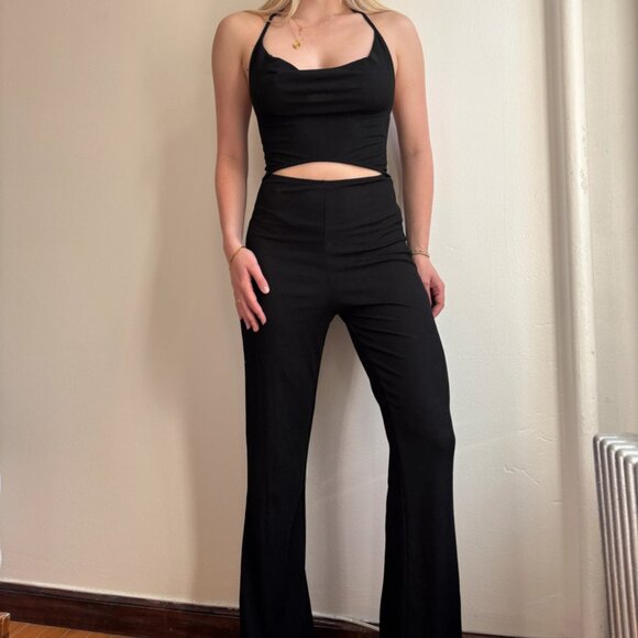 🚨Donating Soon🚨black cowl neck cutout jumpsuit - Picture 2 of 5